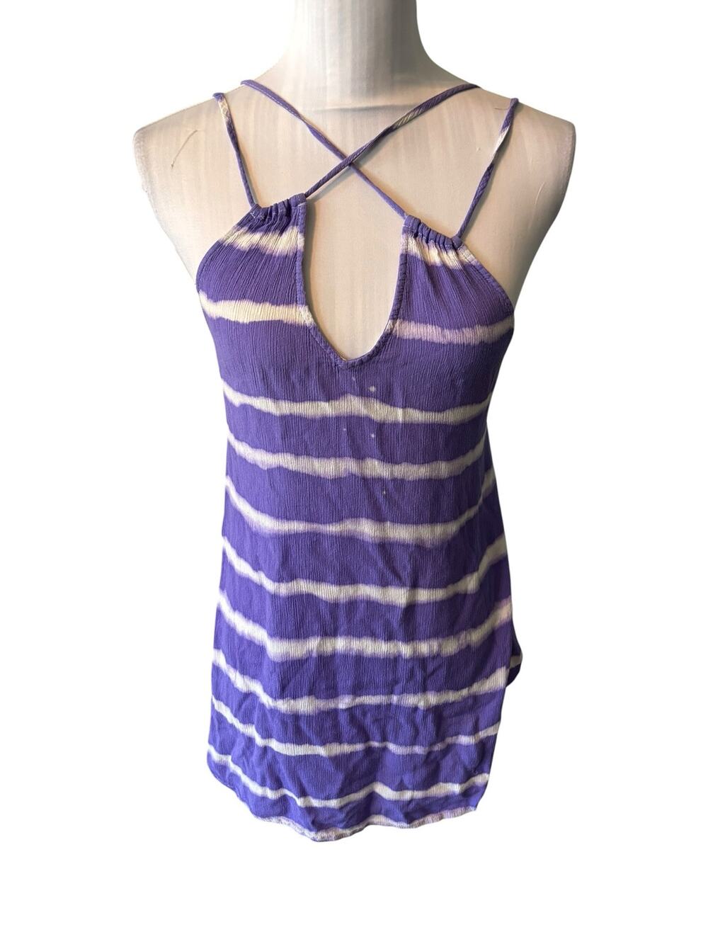 xhiliration Purple  Tie Dye Tank Summer Top Size S
